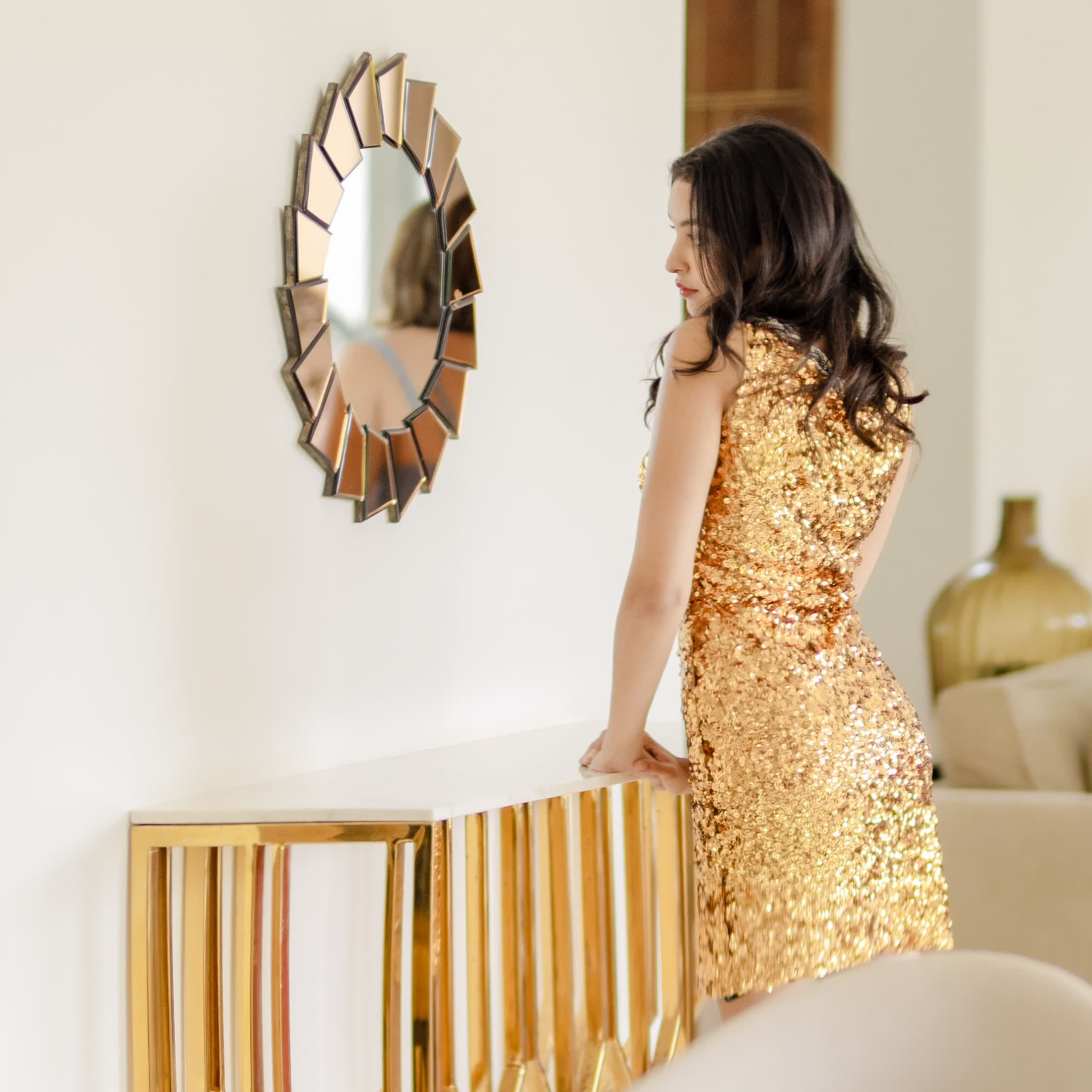 Sequence gold dress