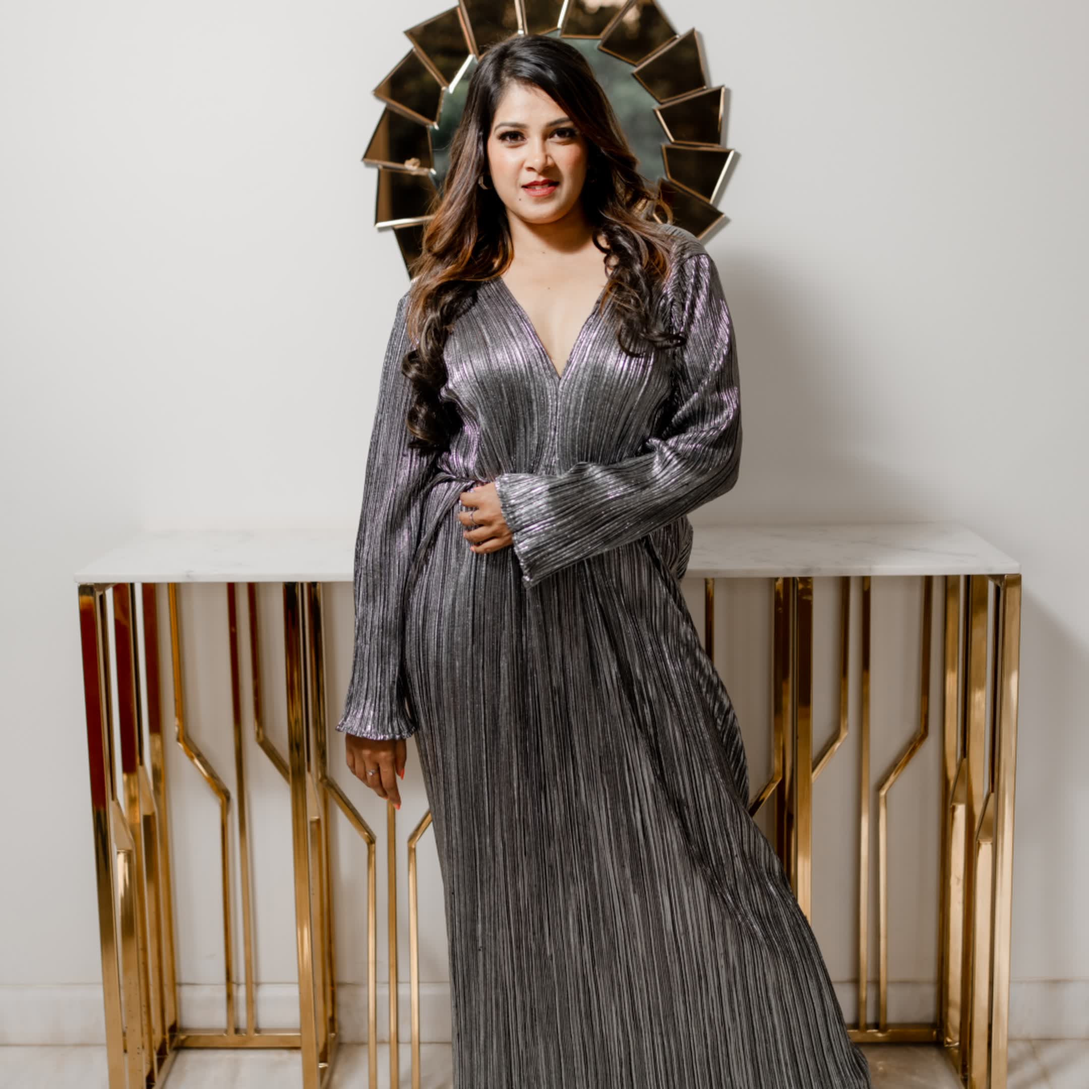 Shimmer dark grey gown