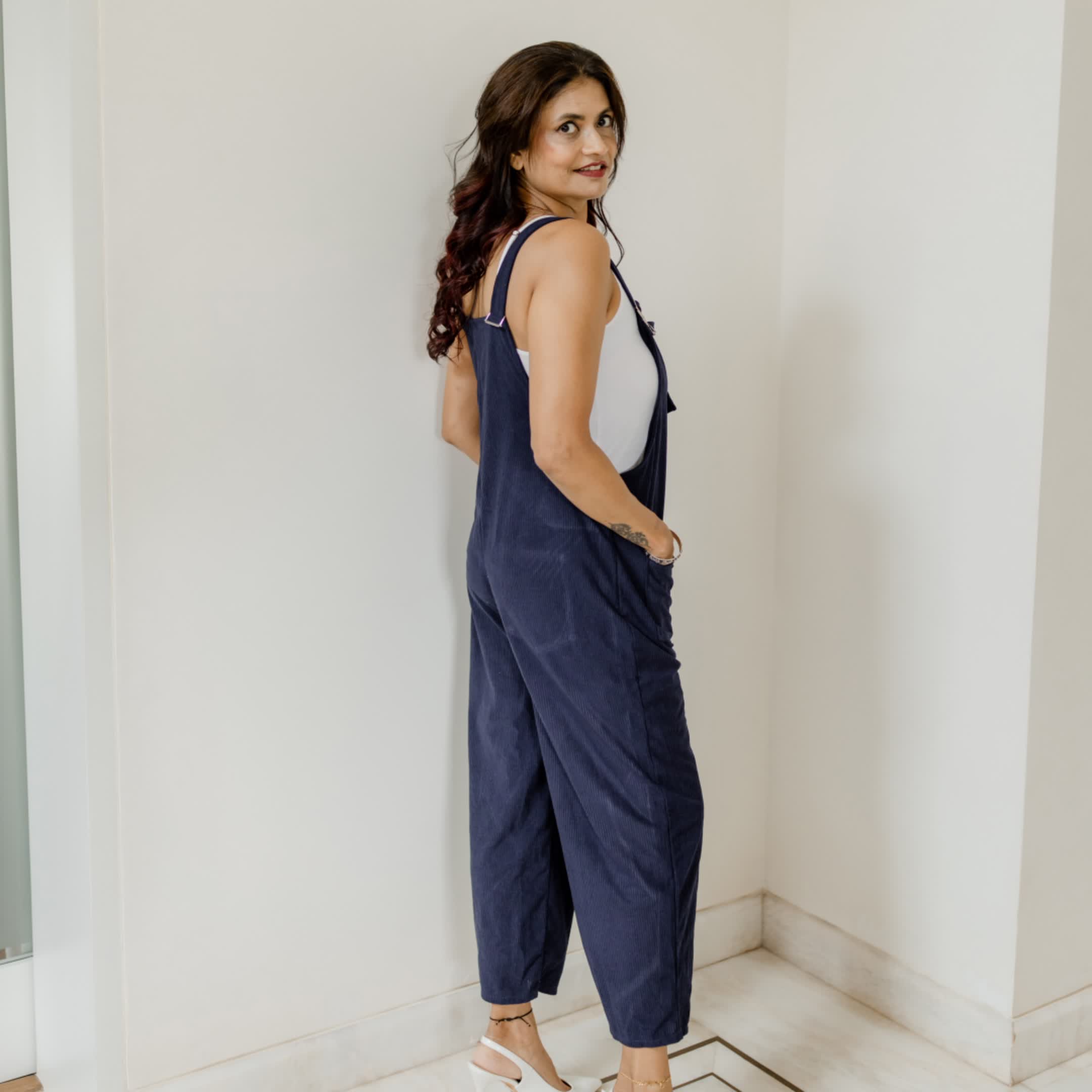Midnight blue corduroy jumpsuit